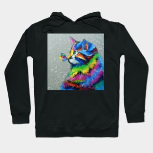 Bright cat and butterfly Hoodie